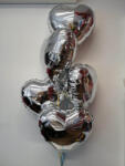 Balloons4party Buchet 5 baloane inimi argintii cu heliu 45cm