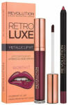 Makeup Revolution - Set Makeup Revolution: Ruj lichid Retro Luxe, Metallic, Worth It, 5, 5 ml + Creion de buze, Retro Luxe, Worth It, 1 g