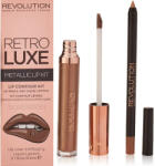 Makeup Revolution - Set Makeup Revolution: Ruj lichid Retro Luxe, Metallic, Sovereign, 5, 5 ml + Creion de buze Retro Luxe, Sovereign, 1 g