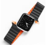 DUX DUCIS pótszíj (egyedi méret, szilikon, bőr hatású, mágneses zár) FEKETE / NARANCSSÁRGA Apple Watch Series 4 40mm, Apple Watch Series 5 40mm, Apple Watch Series SE 40mm, Apple Watch Series (GP-122521)