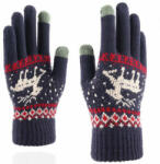  Manusi Iarna TouchScreen Raindeer Woolen Gloves, Albastru