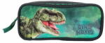 Dino World Egyszerű kétkamrás iskolai tolltartó , Közeli kép a T-Rex fejéről, zöld felhők a háttérben