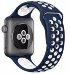 iUni Curea iUni compatibila cu Apple Watch 1/2/3/4/5/6/7, 38mm, Silicon Sport, Albastru/Alb (5028)