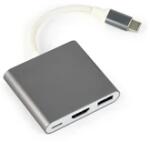 Gembird A-CM-HDMIF-02-SG 3in1 szürke Type C USB HUB (A-CM-HDMIF-02-SG)