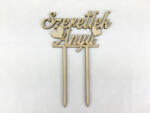  Natúr fa - Beszúrós "Szeretlek Anyu" felirat 13cm - kosarbolt