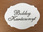  Natúr fa - "Boldog Karácsonyt" kiesős tábla fehér 7, 5x10cm - kosarbolt