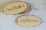  Natúr fa - "Emlékezünk" gravírozott ovál tábla 5db/csomag - kosarbolt