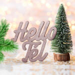  Rózsaarany "Hello Tél" felirat színes 10x10cm - kosarbolt