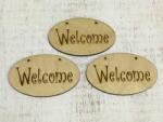  Natúr fa - "Welcome" ovál tábla 3db/csomag - kosarbolt
