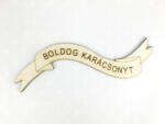 Natúr fa - "Boldog karácsonyt" szalag 23cm