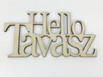  Natúr fa - "Hello Tavasz" felirat koszorúra 7x14cm