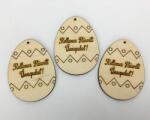  Natúr fa - "Kellemes Húsvéti Ünnepeket! " gravírozott tojás 6x8cm 3db/csomag