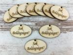  Natúr fa - "Sok Boldogságot! " ovál tábla 2, 5x4cm 10db/csomag - kosarbolt