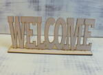  Natúr fa - "Welcome" tábla talpas 25cm - kosarbolt