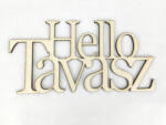  Natúr fa - "Hello Tavasz" felirat koszorúra 10x20cm