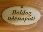  Natúr fa - "Boldog Névnapot" gravírozott ovál táblák 4x8cm 5db/csomag - kosarbolt