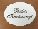  Natúr fa - "Békés Karácsonyt" kiesős tábla fehér 7, 5x10cm