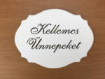  Natúr fa - "Kellemes Ünnepeket" kiesős tábla fehér 7, 5x10cm - kosarbolt