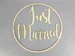 Corolla Exp-Imp. Kft Natúr fa - "Just Married" felirat keretben 40cm
