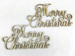  Natúr fa - "Merry Christmas" díszes felirat 2db/csomag - kosarbolt