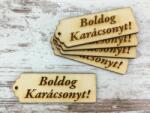  Natúr fa - "Boldog Karácsonyt" scrapbook táblák 3x8cm 5db/csomag - kosarbolt