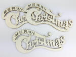  Natúr fa - Merry Christmas íves 20cm 3db/csomag