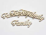  Natúr fa - "Family" felirat 4x8, 5cm 5db/csomag