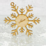  Natúr fa - Egyedi gravíros hópehely karácsonyfa dísz 2 soros