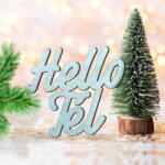  Kékezüst "Hello Tél" felirat színes 10x10cm - kosarbolt