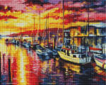 iPicasso Set goblen cu diamante, cu sasiu, Rasarit in port, 40x50 cm (PD4050204)