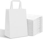 Label Print Sacose hartie cu maner banda, 26+17 x 27 cm, hartie alba 70g, set 100 bucati (AJ800514127)