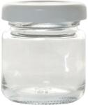 Gastro Lekváros befőttes üveg, 53 ml, 12 db, kerek, fehér fedő, Gastro
