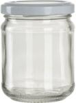 Gastro Lekváros befőttes üveg, 390 ml, 6 db, kerek, fehér fedő, Gastro