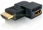 Delock 65077 HDMI M/F adapter, átalakító 90° bal fekete (DL65077) (DL65077)