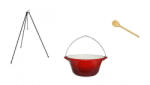 Perfect Home Set ceaun fonta emailata 7, 2lit. cu suport 1, 2m si lingura de lemn 40cm Ceaun