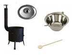 Perfect Home Set ceaun inox 10lit. tip gros cu soba 36cm, lingura de lemn 40cm si capac Ceaun