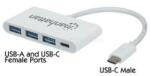 Manhattan USB HUB - Type-C-ről 3db USB 3.0-ra+1db USB Type-C, Power Delivery, Fehér (MANHATTAN_163552) (MANHATTAN_163552)