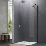 HÜPPE Design Pure Walk-in zuhanyfal, 900x2000 mm, 6 mm üveg, merevítőkonzollal, matt fekete/világos Anti-Plaque (8P1102123322)