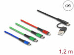 Delock 1, 20 m hosszú, USB töltő kábel 4 az 1 A-típusú USB + USB-C apa Lightning-, Micro USB- és 2 x USB Type-C csatlakozáshoz (87035)
