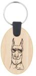 Kutya jó dolgok kulcstartó ovál bambusz Dobermann 3, 5x5, 3x0, 3cm