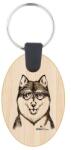 Kutya jó dolgok kulcstartó ovál bambusz Husky 3, 5x5, 3x0, 3cm