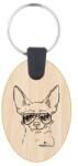 Kutya jó dolgok kulcstartó ovál bambusz Chihuahua 3, 5x5, 3x0, 3cm