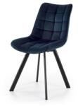 Scaun de living si bucatarie cu cadru metalic, HM K332, ergonomic, stofa velvet, 84x46x61 cm, 100 Kg, Albastru