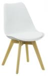  Scaun bucatarie si living BUC 242, ergonomic, polipropilena, sezut cu piele ecologica, cadru lemn, 110 kg Alb