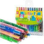 Deli Creioane colorate cerate retractabile, 12 culori/set DELI