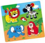 Viga Toys fa formaberakós puzzle fogantyúval - Állatkert