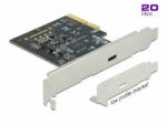 Delock PCI Express x4 Kártya - 1 x külső SuperSpeed USB 20 Gbps (USB 3.2 Gen 2x2) USB Type-C hüvely (89036)