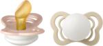 BIBS - Set 2 suzete Fosforencente Couture Glow Latex, tetina anatomica, 0 luni +-Blush/Vanilla