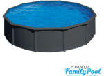 Pontaqua Family Pool kerek 3, 6x1, 2 antracit, 0, 4mm PVC fólia, 2 gégecső, szkimmerrel, befúvóval (MSA 202)