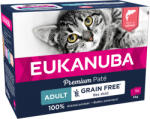 EUKANUBA 12x85g Eukanuba Grain Free Adult nedves macskaeledel - lazac